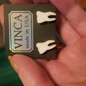 Brand new Vinca acrylic teeth earrings